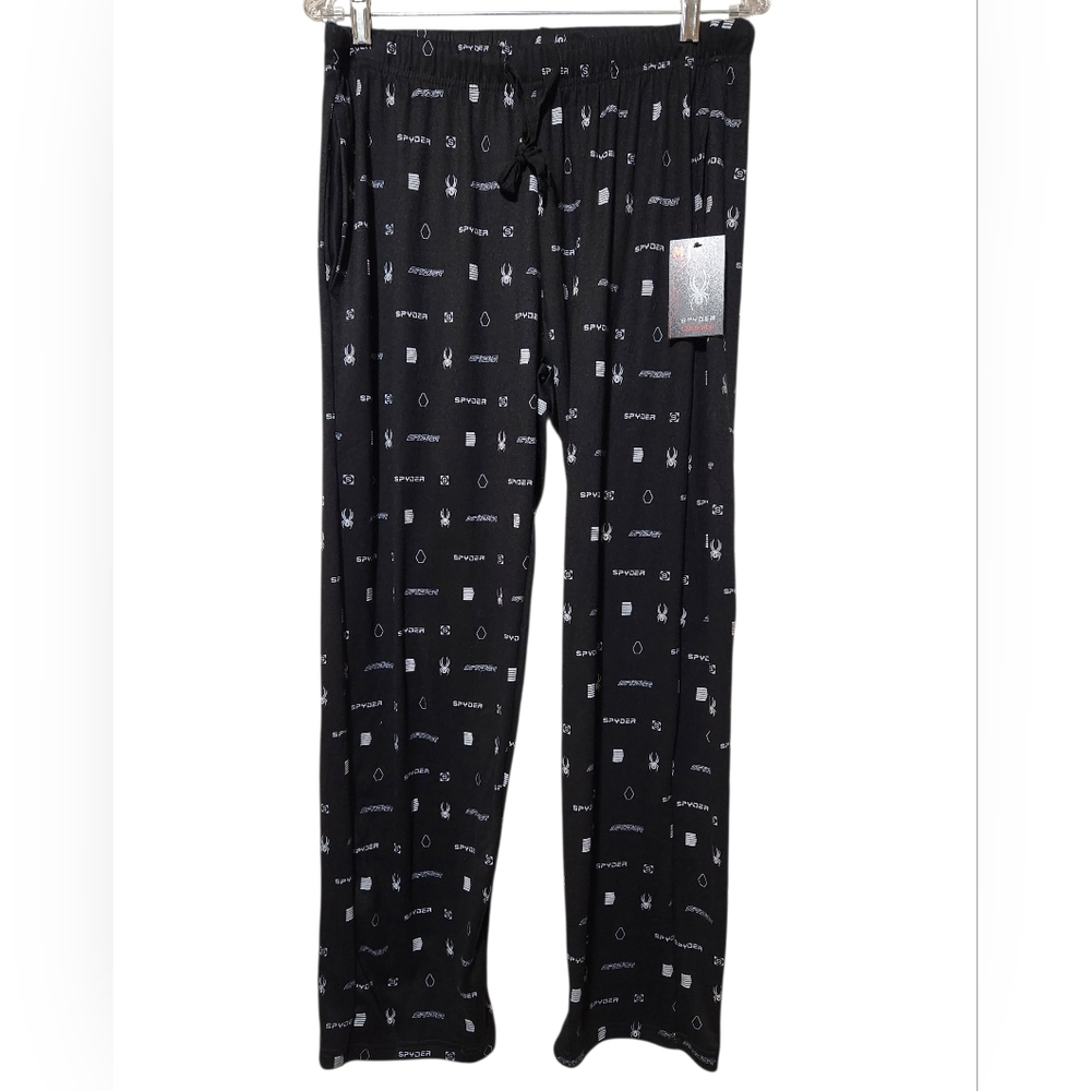 NWT Spyder Black Graphic Men's Jogger Loungewear Pants Size Medium - Picture 1 of 8